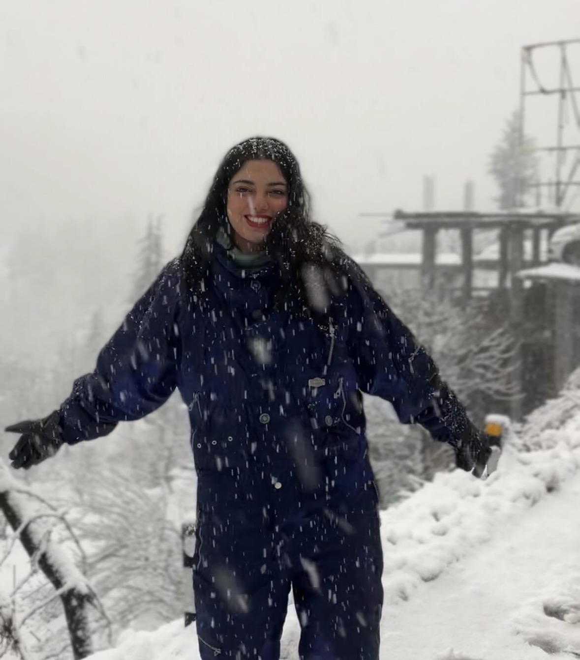 Snowy travel moment